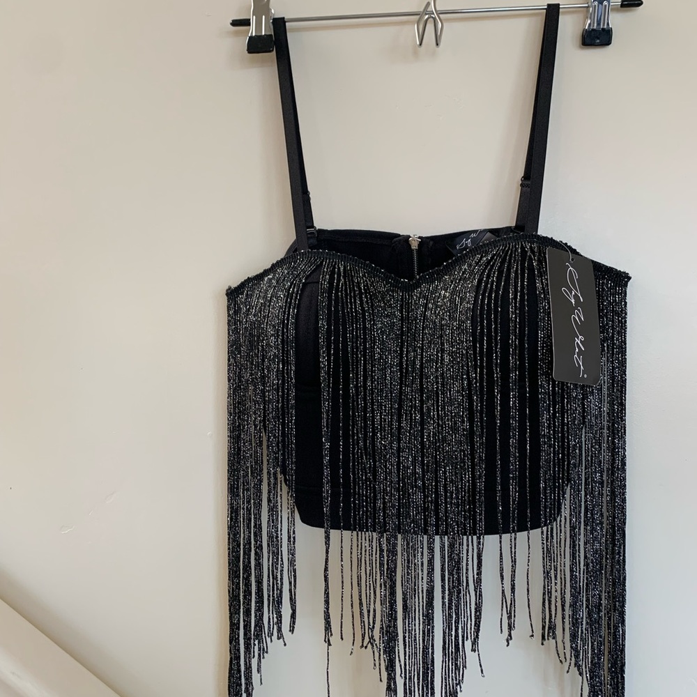 Black Fringe Top